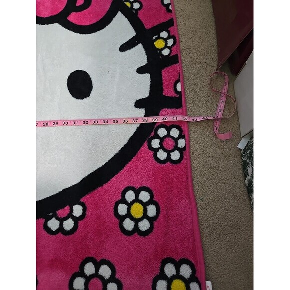Hello Kitty Blanket Pink Flowers Plush Throw Cute Soft Sanrio Decor 43"x57" - Picture 4 of 6